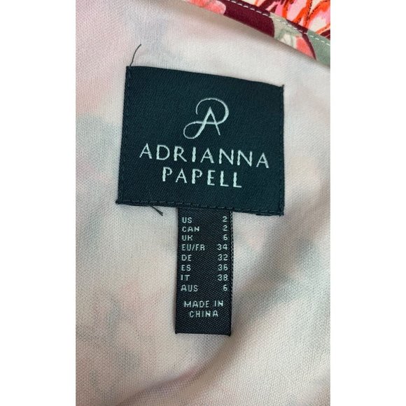 Adrianna Papell Size 2 Floral Full Length Maxi Dress Keyhole Neck Tasseled - Picture 10 of 12